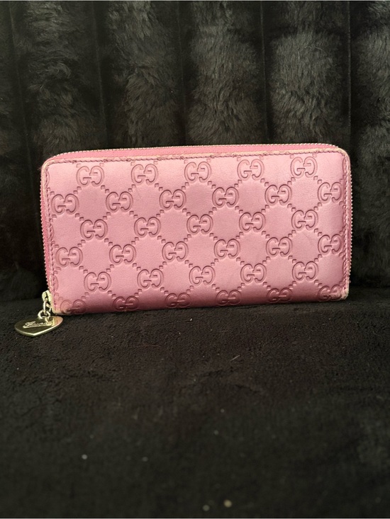 Gucci Handbags - Gucci Pink Guccissima Zip-Around Wallet with Heart Charm